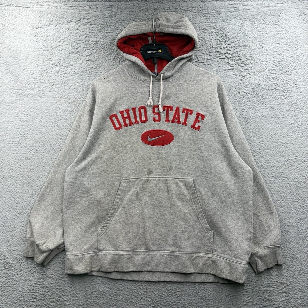 Vintage Ohio State Buckeyes Hoodie Mens XL Gray Sweatshirt Football Nike